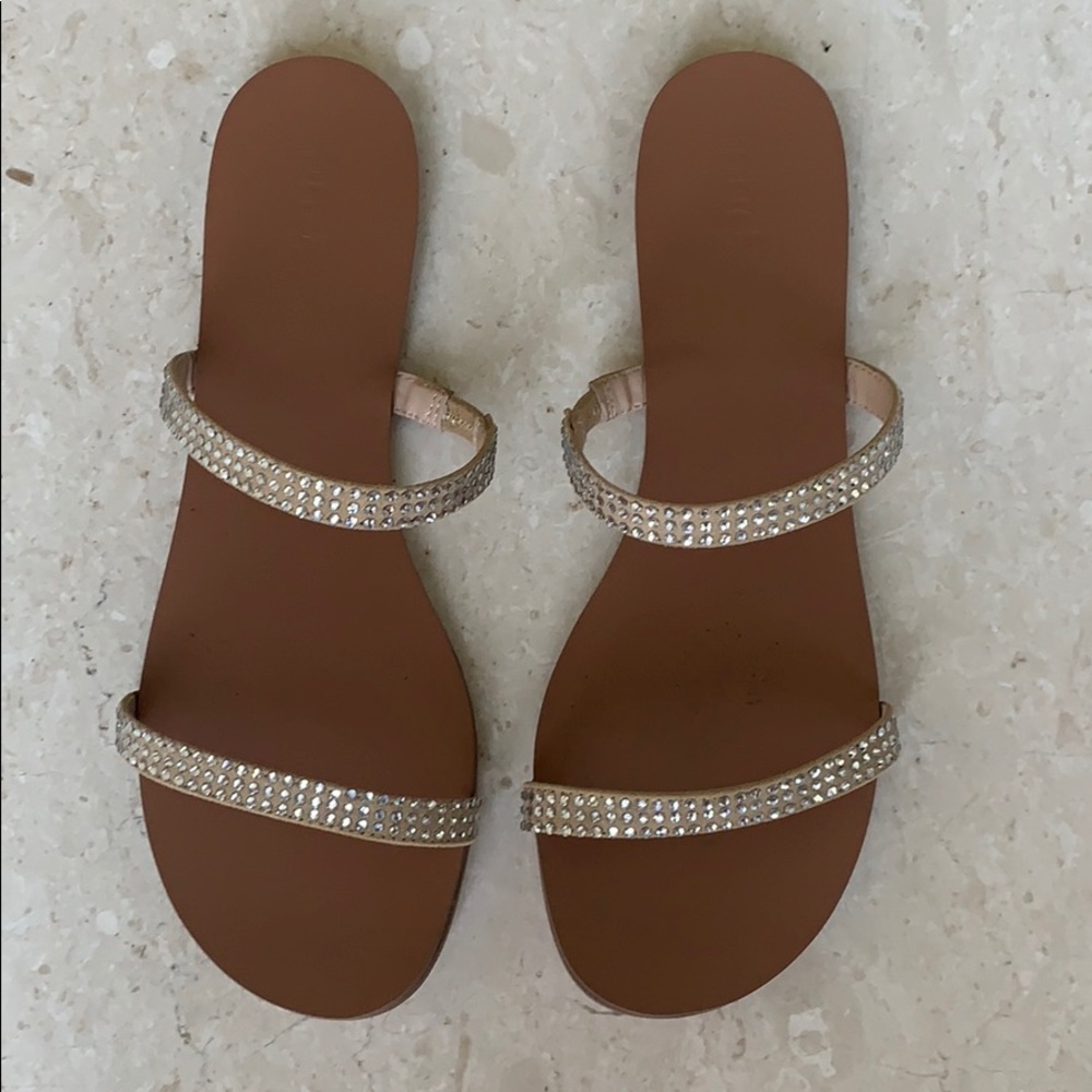 Women’s Two Band Sparkly Flat Sandals Slippers